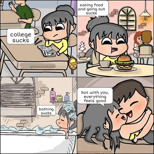 Candy and Jerry cute couple comics illustration