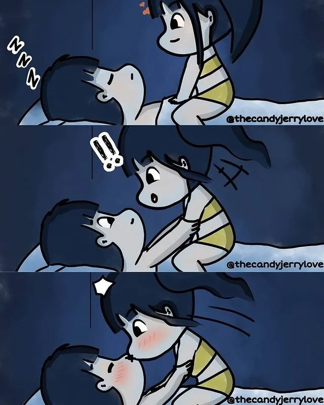 Candy and Jerry cute couple comics illustration