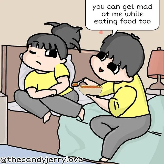 Candy and Jerry cute couple comics illustration