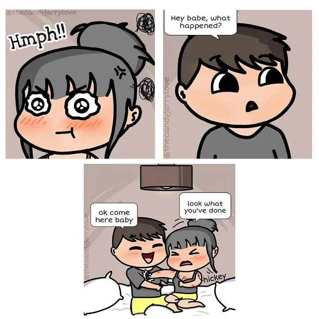 Candy and Jerry cute couple comics illustration