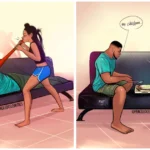 28 Stunning Illustrations Capturing the Wholesome Life of Couple Intricate pencil sketch by Emmanuel Apraku depicting a couple sharing a loving moment, celebrating diversity and the beauty of relationships