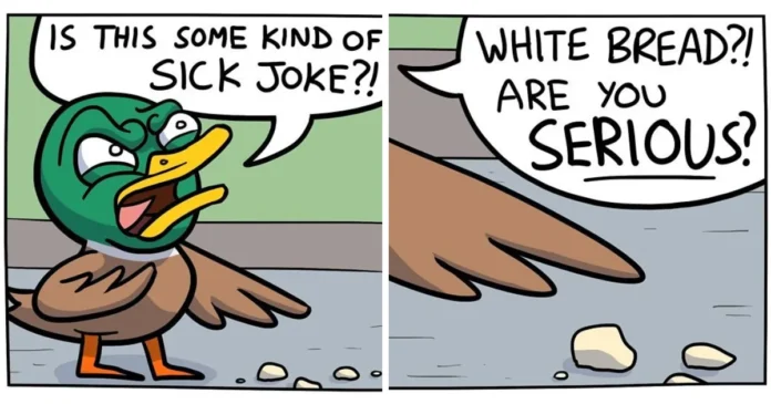 Witty comic strip featuring adorable characters and a humorous twist with an unexpected ending