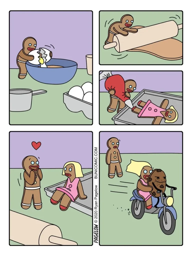 Ryan Pagelow’s Buni comics featuring cute characters and dark humor