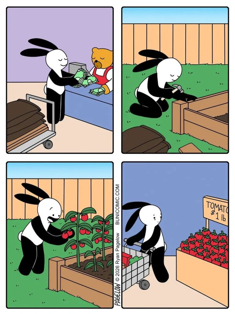 Ryan Pagelow’s Buni comics featuring cute characters and dark humor