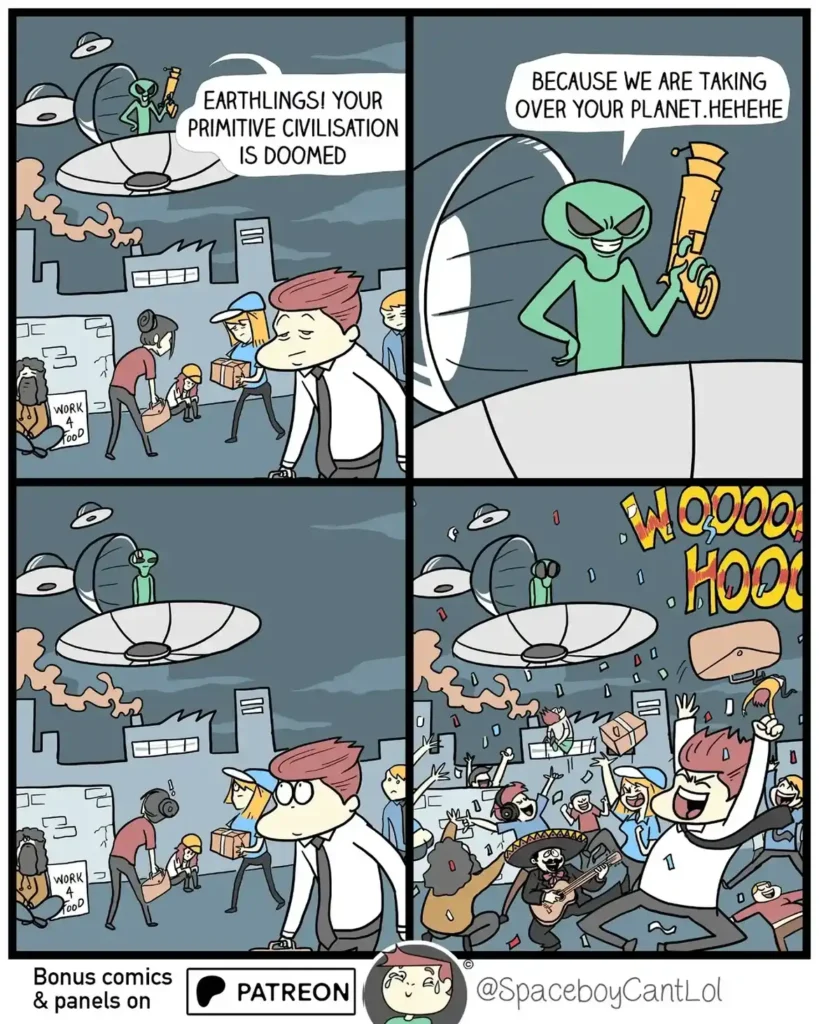 Dark humor comic strip by Mohit Srivastava with unexpected ending