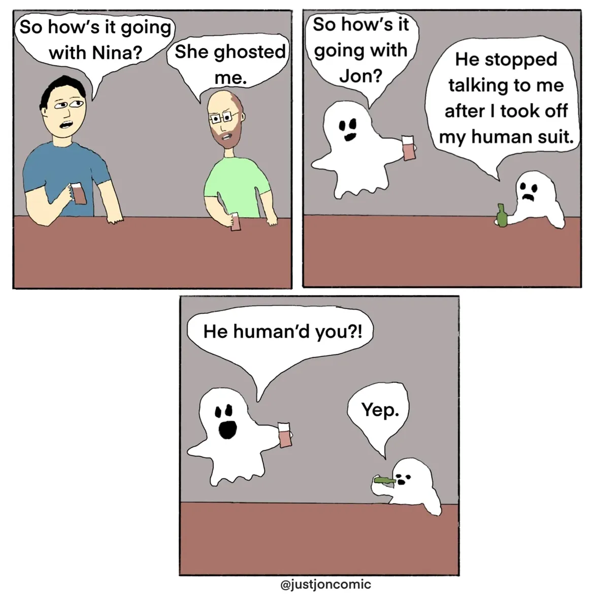 39 Just Jon comics by Jon Fortenbury featuring relatable everyday humor and awkward social situations