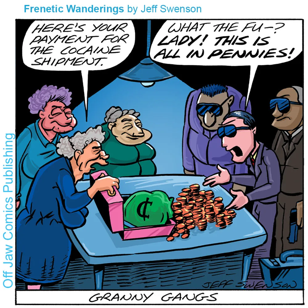 Jeff Swenson one-panel comics with dark humor