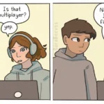 20 Funny Comics About Everyday Awkward Moments A woman wearing headphones boasts that she always places first or second in multiplayer games, but the final panel reveals she is playing chess alone on a computer.